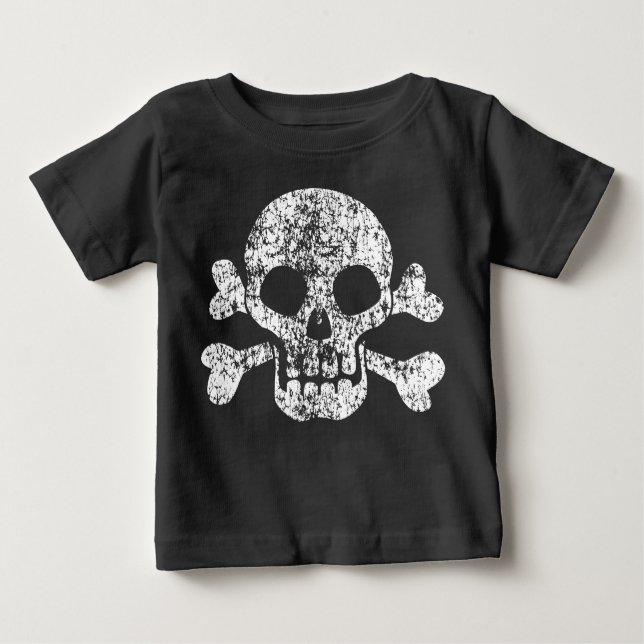 Worn Skull and Crossbones Baby T-Shirt (Front)