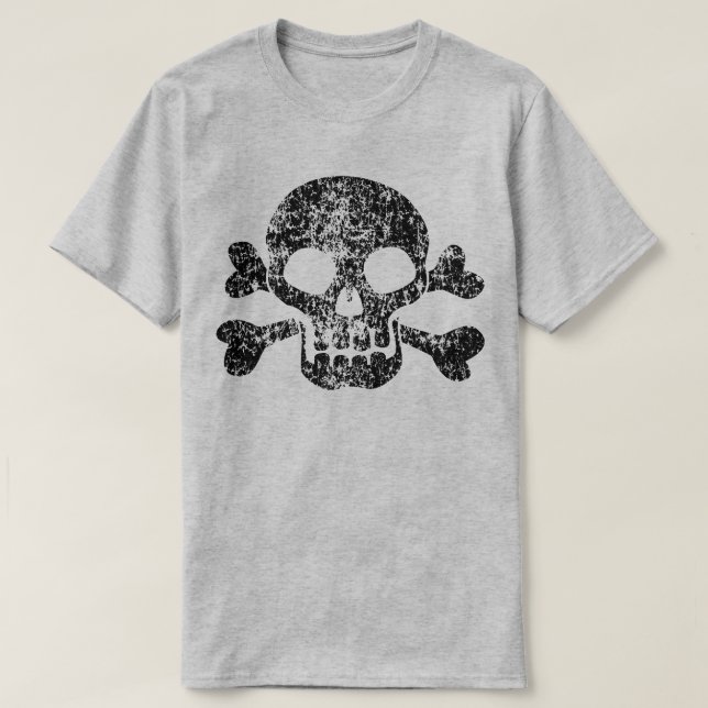 Worn Skull and Crossbones T-Shirt (Design Front)
