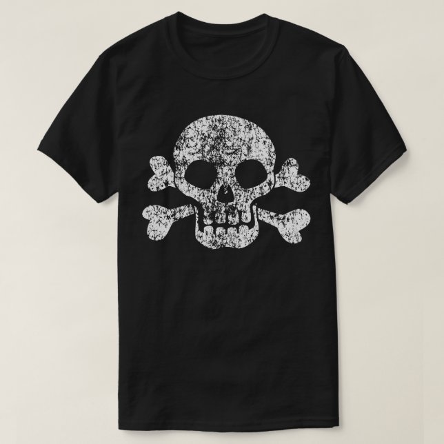 Worn Skull and Crossbones T-Shirt (Design Front)