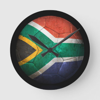 Worn South African Flag Football Soccer Ball Round Clock