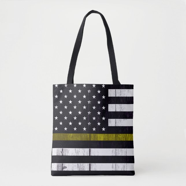 Worn Thin Yellow Line Dispatcher Flag Tote Bag (Front)
