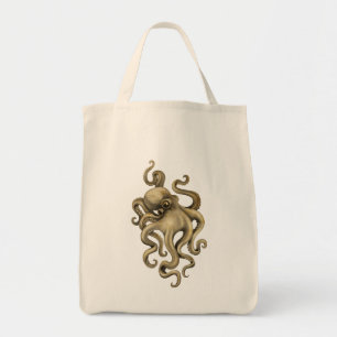 Worn Vintage Octopus Illustration Tote Bag