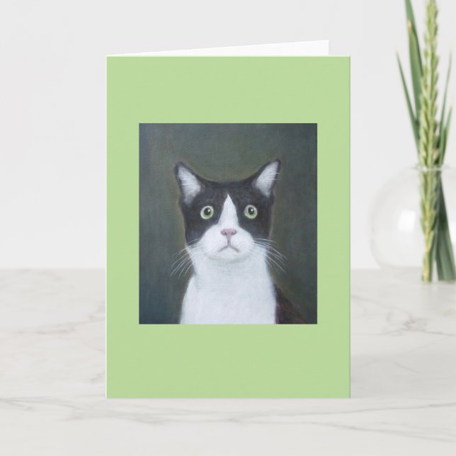 Worried Cat Greeting Card (Front)
