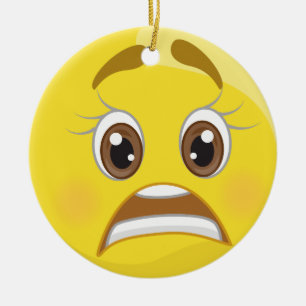 Worried Emoji Christmas Holiday Ornament