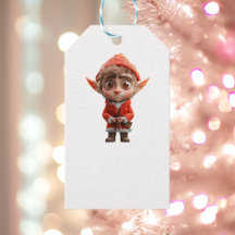 Worried Little Elf White Gift Tags