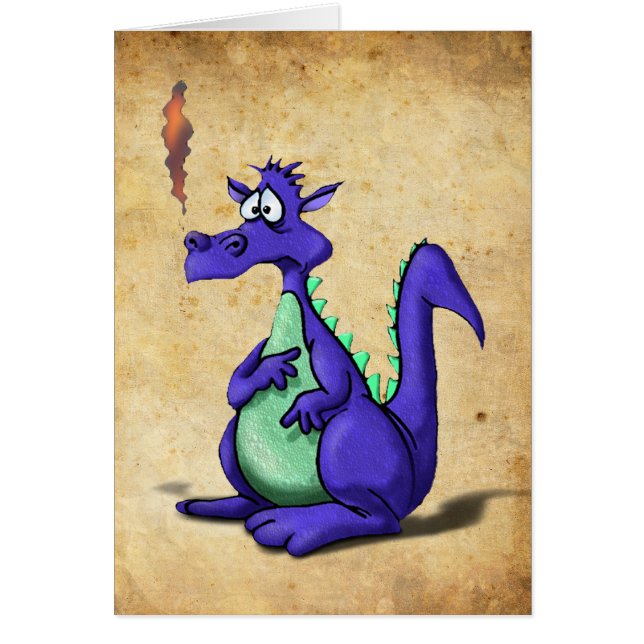 Worried Purple Dragon Cartoon (Front)