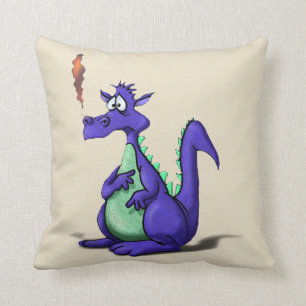 Worried Purple Dragon Cartoon Cushion