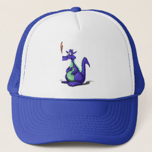 Worried Purple Dragon Cartoon Trucker Hat