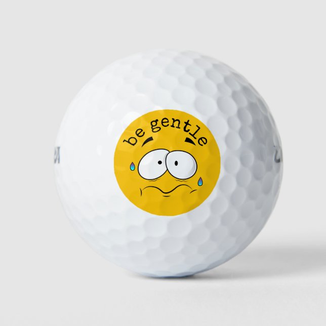 Worried Yellow Emoji Golf Balls (Front)