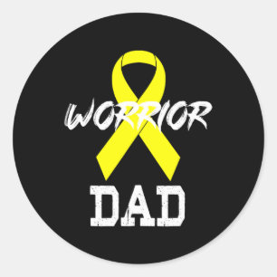 Worrior DAD - Gold Ribbon Support Childhood cancer Classic Round Sticker
