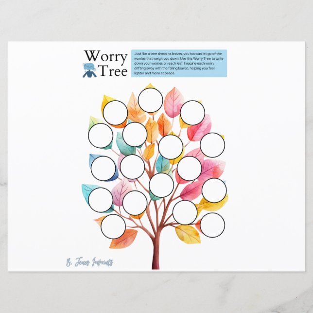 Worry Tree Worksheet - Digital Download (Back)