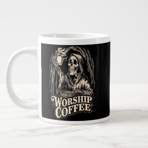 Worship Coffee Skeleton Large Coffee Mug