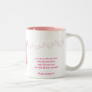 Worship siloutte pink Two-Tone coffee mug