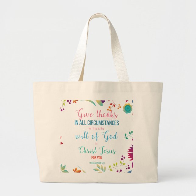 Worship with word Bible Verse Large Tote Bag (Front)