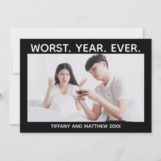 Worst Year Ever Dark Humour Christmas Funny Photo Holiday Card (Front)