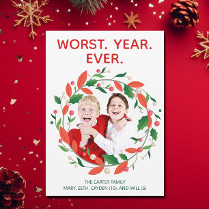Worst Year Ever Funny Dark Humour Christmas Holiday Card