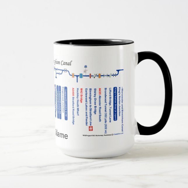 Wor'ster and B'ham Canal Route Map Mug (Right)