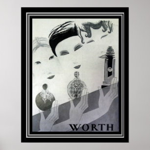 Worth 1930 French Deco Parfum Ad 16 x 20 Poster