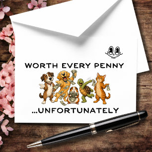 Worth Every Penny Funny Pet Humour Thank You Card