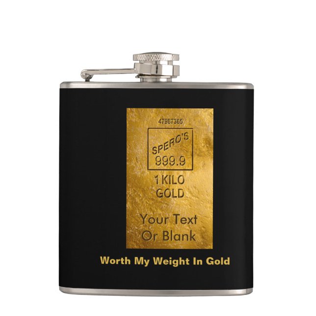 Worth My Weight In Gold Hip Flask (Front)