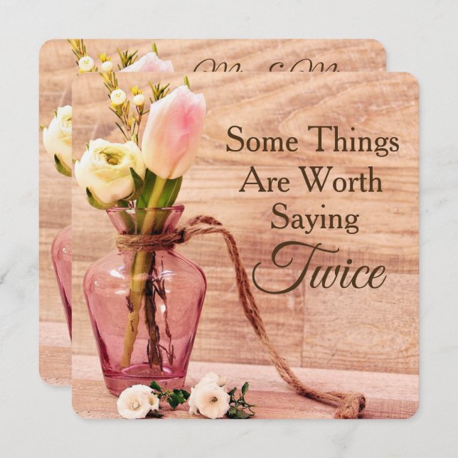 "Worth Saying It Twice" Wedding Vow Renewal Invite (Front/Back)