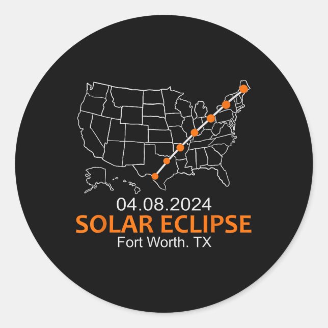 Worth Texas 2024 Total Solar Eclipse  Classic Round Sticker (Front)