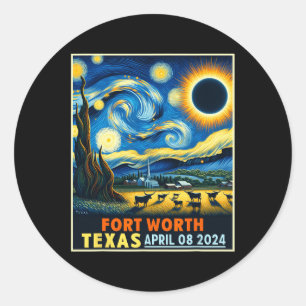 Worth Texas Total Solar Eclipse 2024 Starry Night Classic Round Sticker