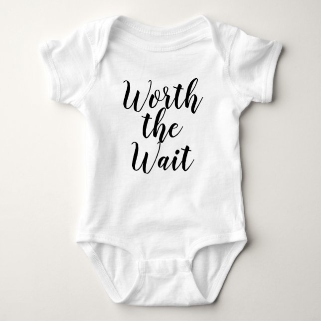 Worth The Wait Baby Announcement Baby Bodysuit (Front)