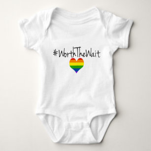 Worth The Wait Baby Onsie with Rainbow Heart Baby Bodysuit