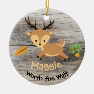 Worth the Wait - Customised Deer Adoption Gift Ceramic Ornament