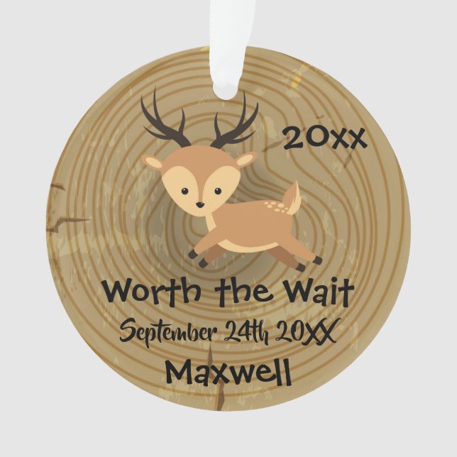Worth the Wait - Customised Deer Adoption Gift Ornament (Front)