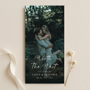 Worth the Wait Delayed Wedding Elegant Photo Save The Date