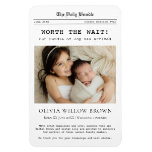 Worth the Wait, Newborn Announcement magnet