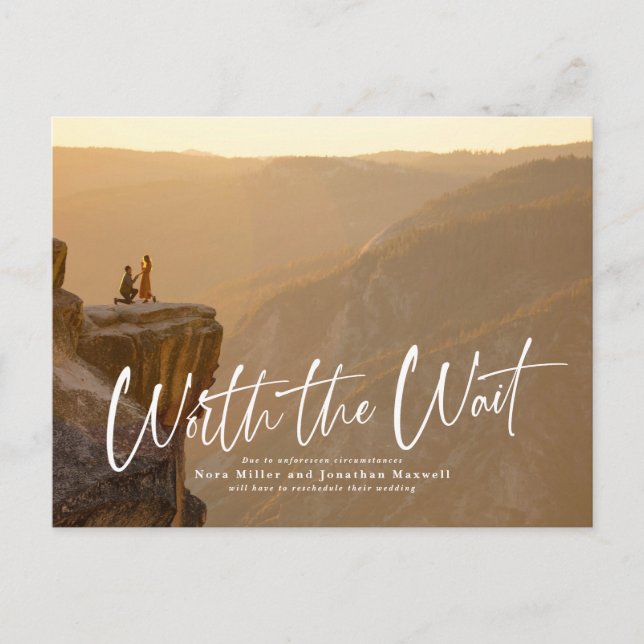 Worth the Wait Script Postponement Postcard (Front)