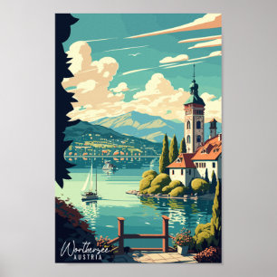Worthersee Austria vintage travel illustration Poster