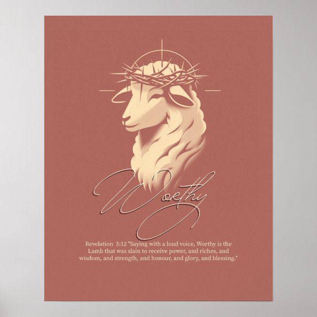 Worthy, Christian faith Scripture wall art  (Front)