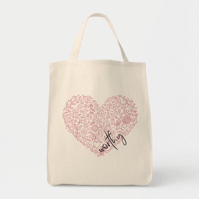Worthy Heart Tote Bag (Front)