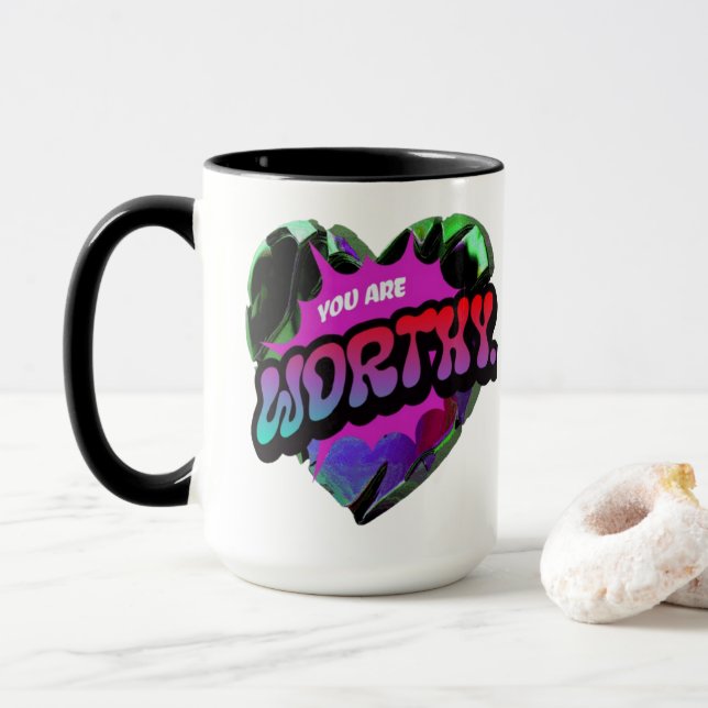 Worthy Mug – Motivational Self-Affirmation Coffee  (With Donut)