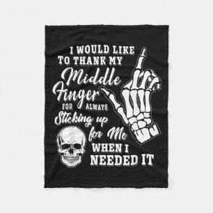 Would Like To Thank Middle Finger Skeleton Fleece Blanket