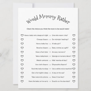 Would Mommy Rather Minimalist Baby Shower Game Card
