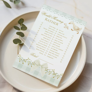 Would Mommy Rather Silly Goose Sage Gingham game