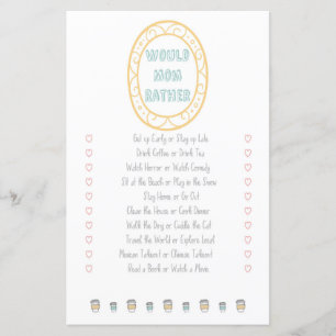 Would Mum Rather Adventure Baby Shower Game