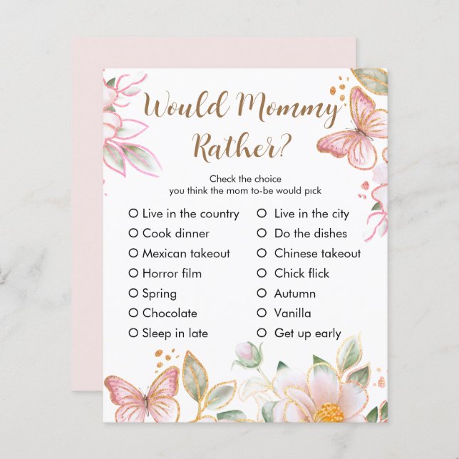 Would Mummy Rather | Baby Shower Personalised Game (Front/Back)