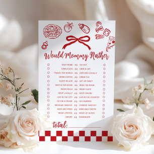 Would Mummy Rather Bow Pizza baby shower game