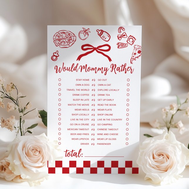 Would Mummy Rather Bow Pizza baby shower game (Creator Uploaded)