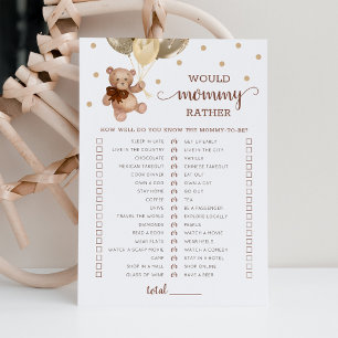 Would Mummy Rather Game Baby Shower Party Card