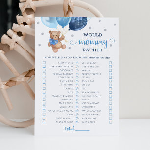 Would Mummy Rather Game Baby Shower Party Card