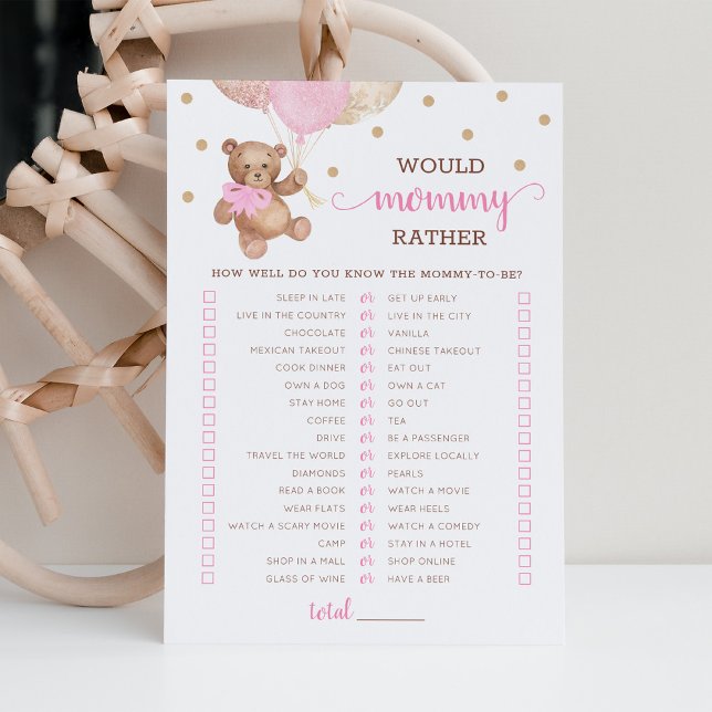 Would Mummy Rather Game Baby Shower Party Card (Creator Uploaded)