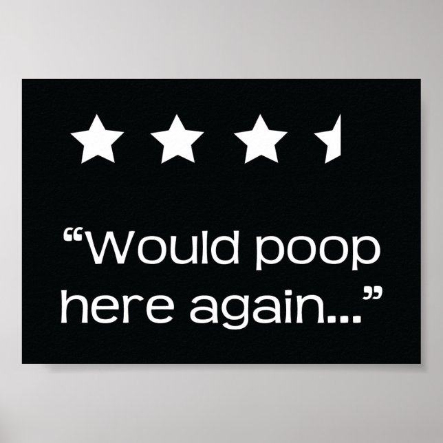 Would Poop Here Again 4 1/2 Stars Bathroom Poster (Front)