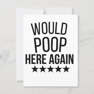 Would Poop Here Again FunnCustom-Cut Vinyl Sticker Postcard